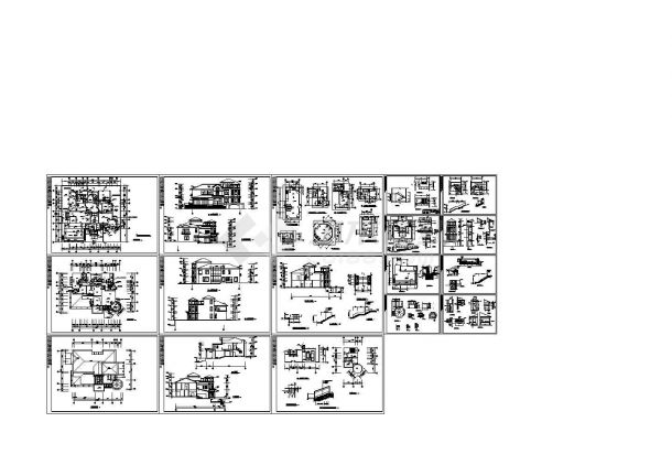 某二层砖混结构欧式别墅设计cad全套建施图（标注详细）-图一