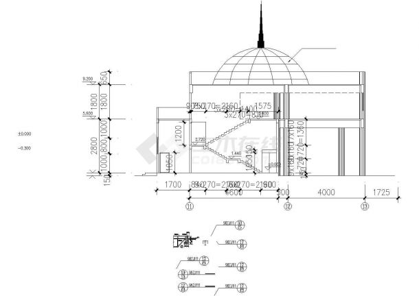 广州市某小区12层框架结构住宅楼建筑设计CAD图纸（1-2层商用）-图一