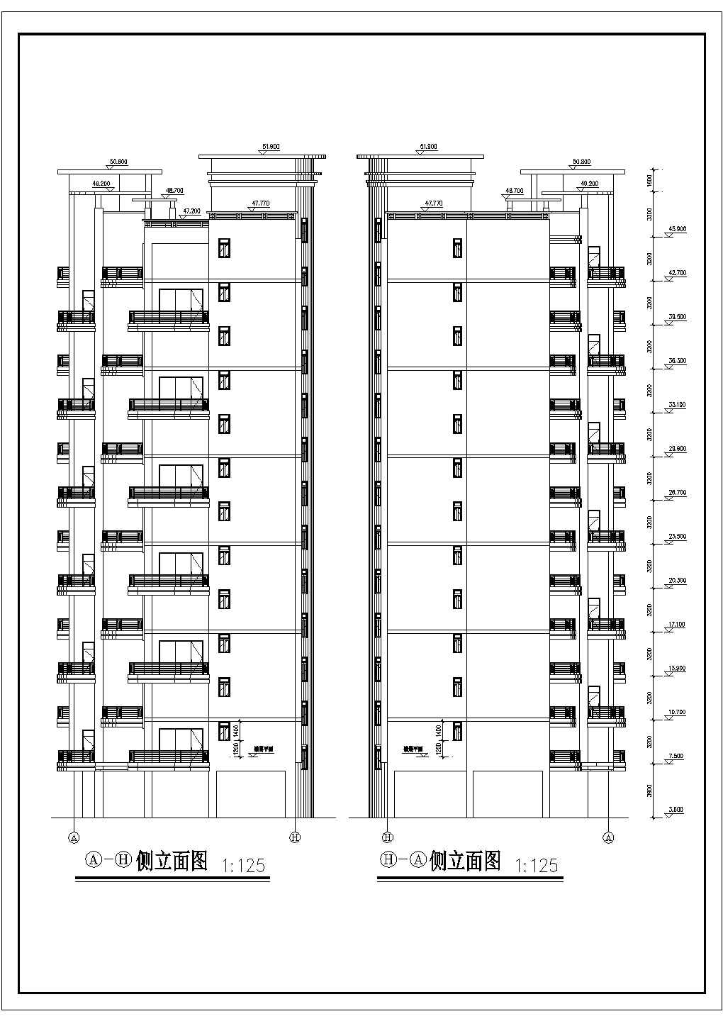 7500平米13层框架结构住宅楼平立剖面设计CAD图纸（含架空层）