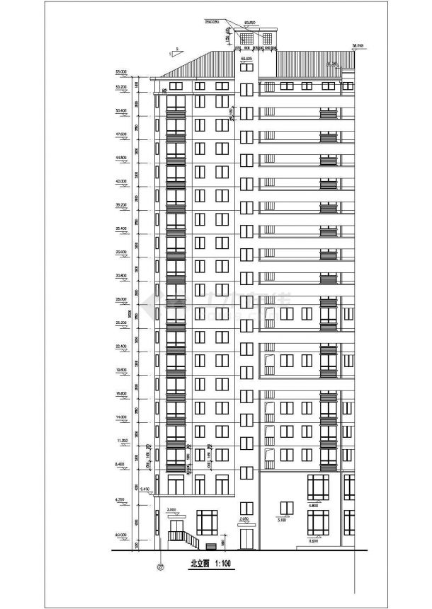 郑州市某小区1.3万平米18+1层钢混框架结构住宅楼建筑设计CAD图纸-图二