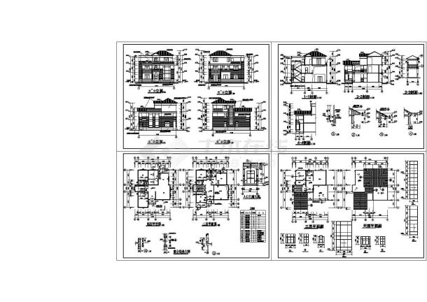 某砖混结构三层简欧风格小型别墅设计cad全套建施图（含效果图）-图一