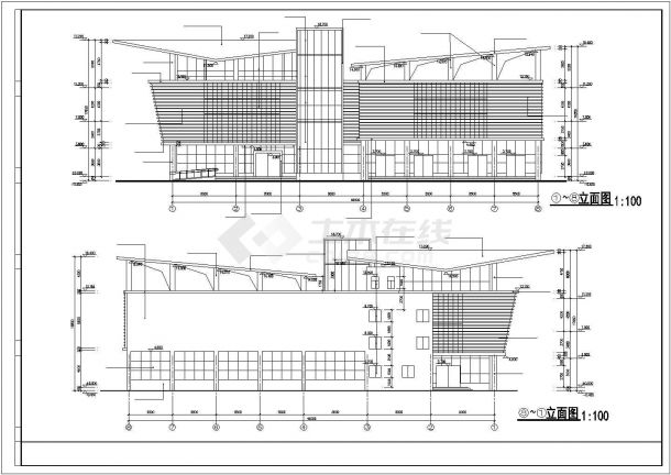 2900平米3层钢混结构活动会所建筑设计CAD图纸（含夹层）-图一