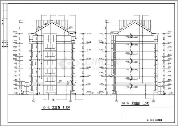 5800平米7+1层砖混结构住宅楼建筑设计CAD图纸（含阁楼层）-图一