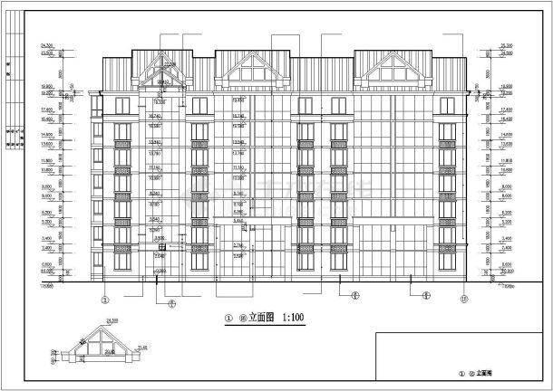 5800平米7+1层砖混结构住宅楼建筑设计CAD图纸（含阁楼层）-图二