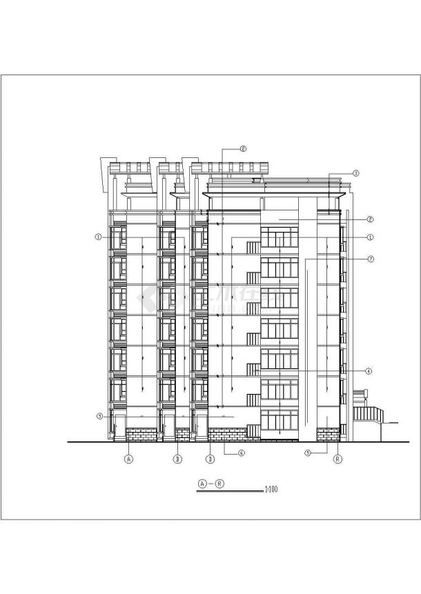 某小区6400平米左右8层框架结构住宅楼全套建筑设计CAD图纸-图二