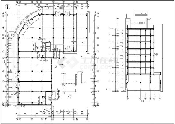 7700平米9层框架结构商住楼建筑设计CAD图纸（1-2层商用）-图二