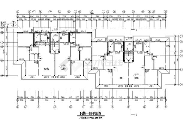 杭州市某小区3250平米7层砖混砖混住宅楼全套平面设计CAD图纸-图一