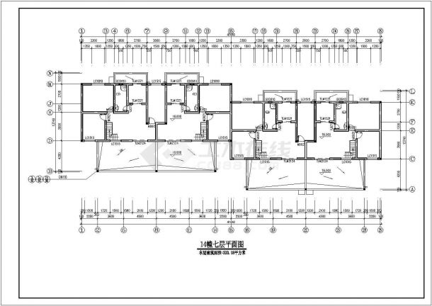 杭州市某小区3250平米7层砖混砖混住宅楼全套平面设计CAD图纸-图二
