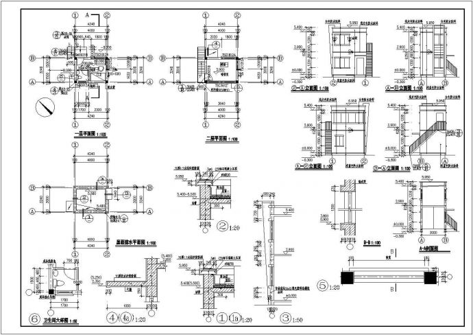 某工厂门卫建筑施工CAD图纸_图1