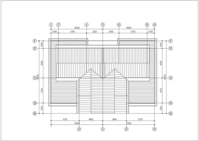 某别墅区3层混合结构双拼别墅平立剖面设计CAD图纸（每户230平米）_图1