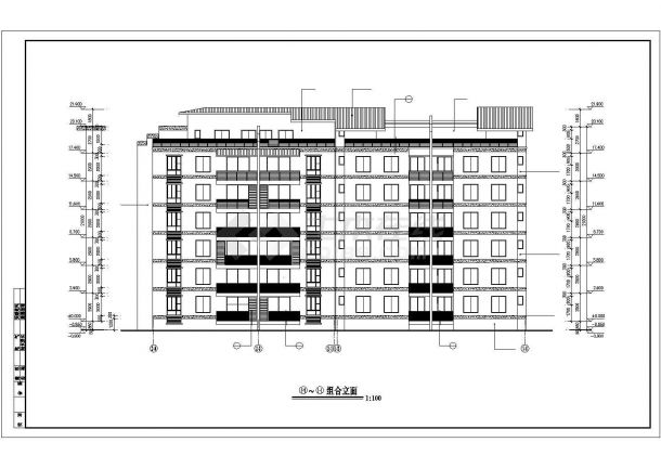 某小区3580平米6层框混结构住宅楼全套平立剖面设计CAD图纸-图一