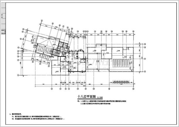 占地570平米左右18层框剪结构住宅楼全套建筑设计CAD图纸-图二