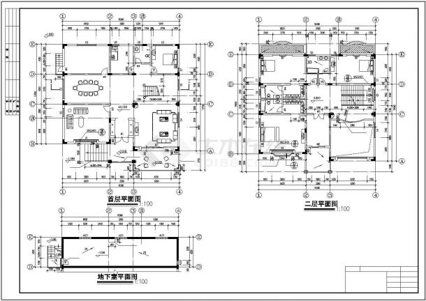 3层独栋豪华别墅建筑设计施工图有一地下室-图二