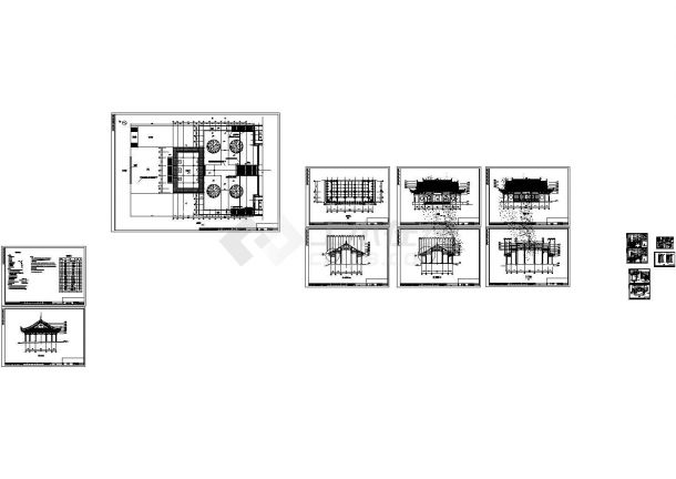 山门建筑工程CAD施工设计图纸-图一