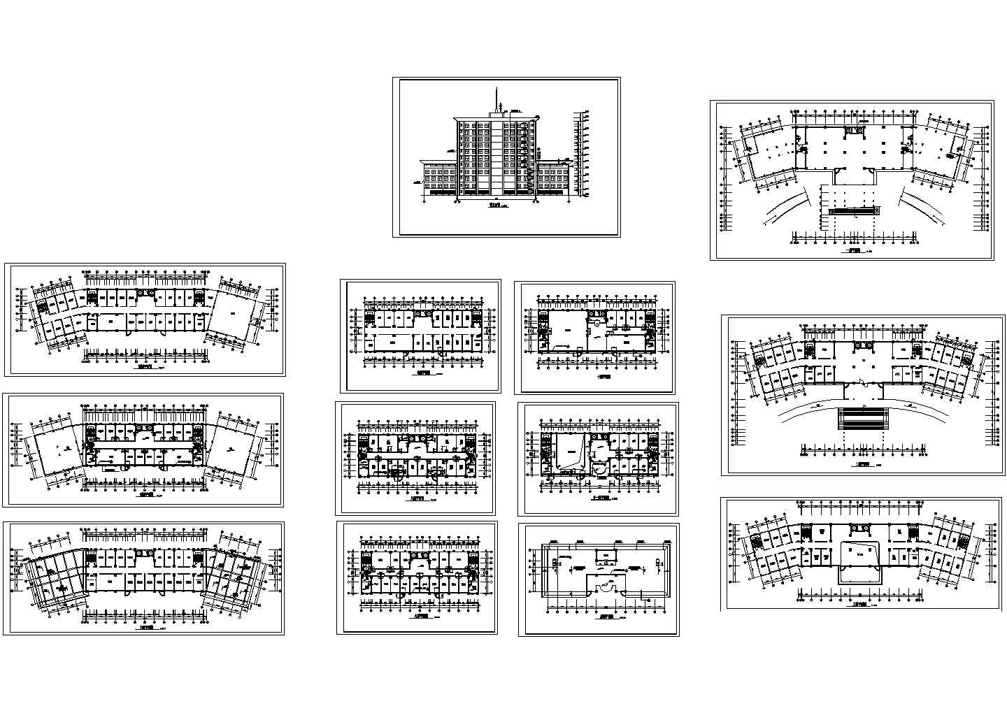 某市公安局办公大楼全套建筑CAD施工图纸（含屋顶平面图）