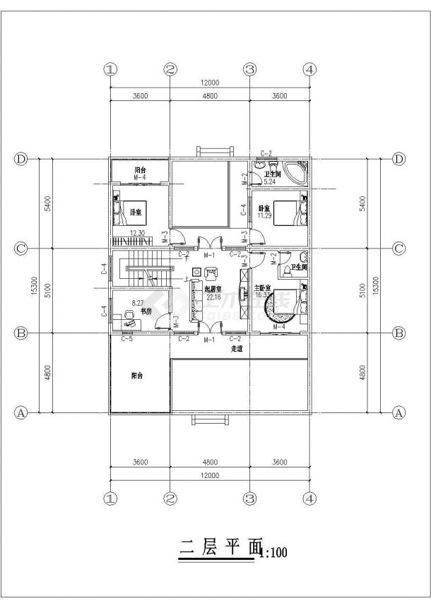 某小区6层混合结构住宅楼全套建筑设计CAD图纸（含阁楼层）-图二