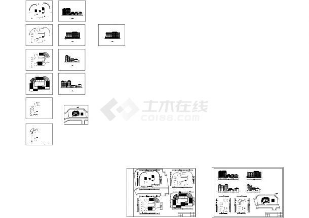 某高级旅馆大楼全套CAD设计建筑图（含顶层平面图，立面图）-图一