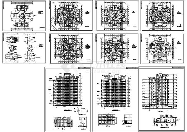 办公楼设计_某18层框架核心筒综合办公楼设计cad全套建筑施工图(包含平面立面等图纸)-图一