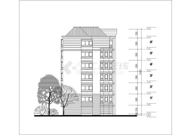 3670平米7层混合结构住宅楼平立剖面设计CAD图纸（含阁楼层）-图二