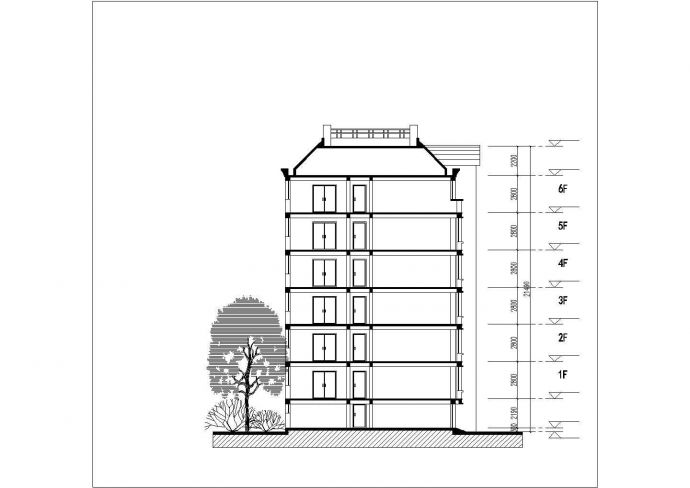 扬州市某小区6000平米左右6层框混结构住宅楼平立剖面设计CAD图纸_图1