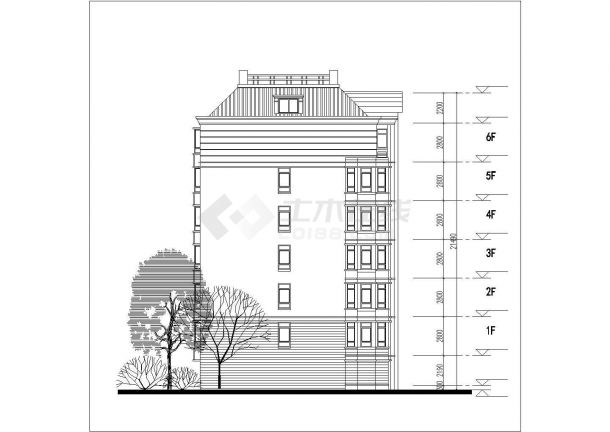 开封市某小区6100平米左右六层框混结构住宅楼平立剖面设计CAD图纸-图一