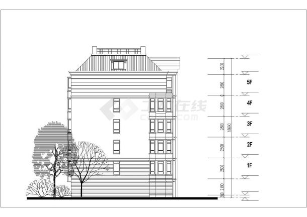 镇江市某小区5700平米6层框架结构住宅楼平立剖面设计CAD图纸-图一