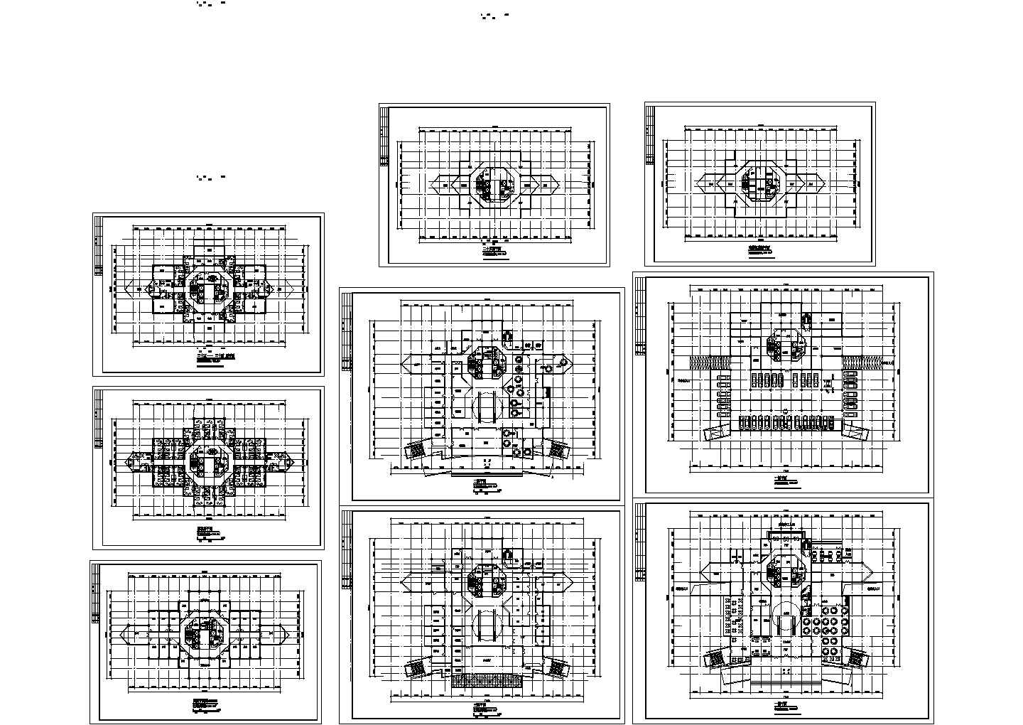 某高档酒店CAD平面全套设计方案图纸（含各层平面图）