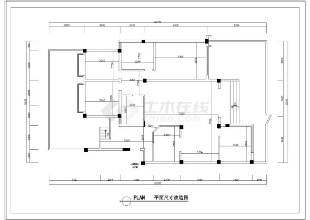 复式户型家装设计cad平面装修施工图-图一