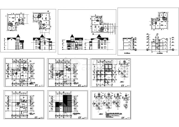 某三层砖混结构私人别墅设计cad全套建筑施工图纸（甲级院设计）-图一