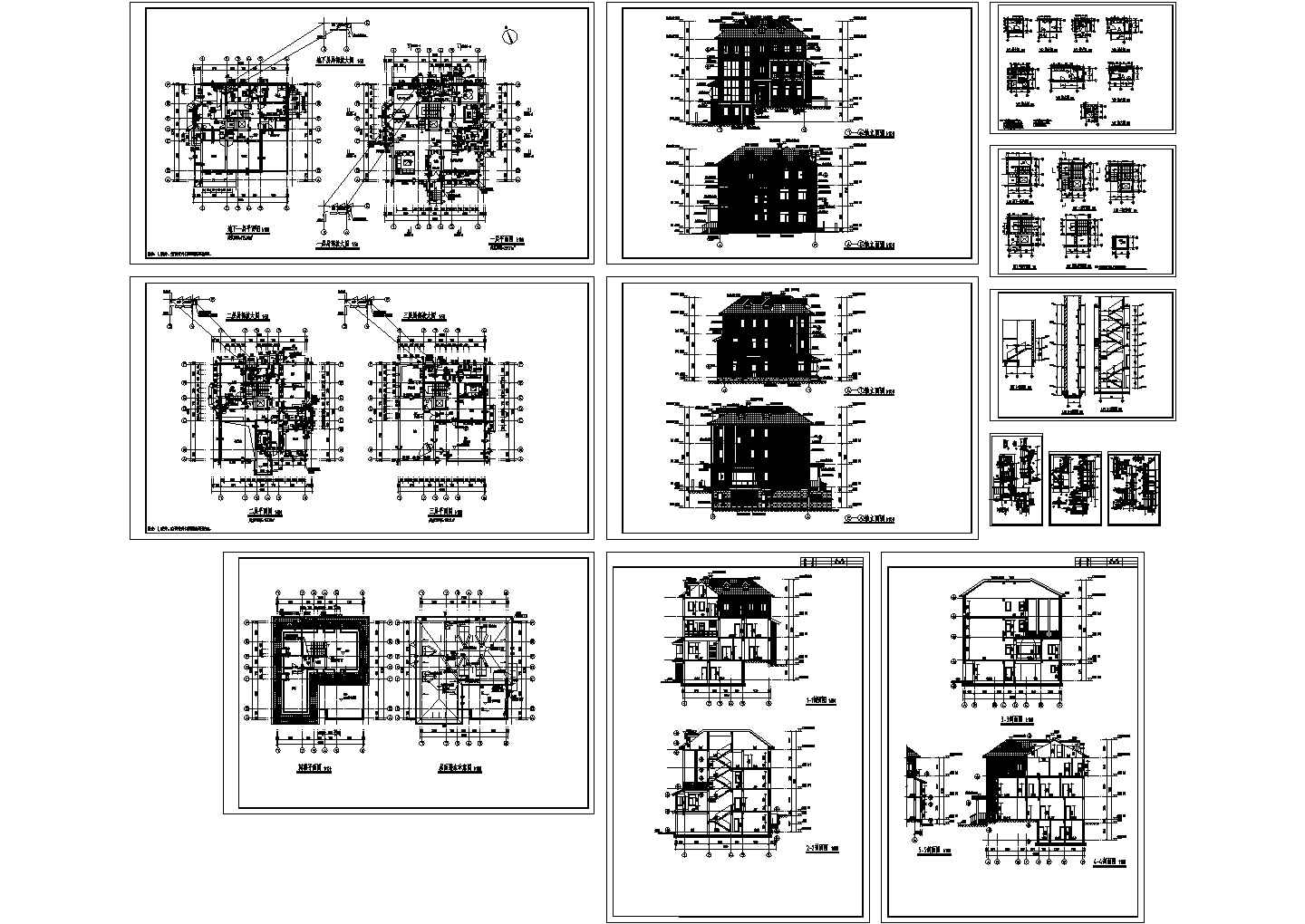 某三层坡屋顶别墅建筑施工图