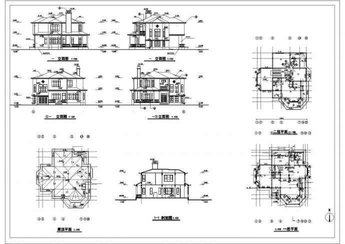 某二层北美风格别墅建筑设计施工图_图1