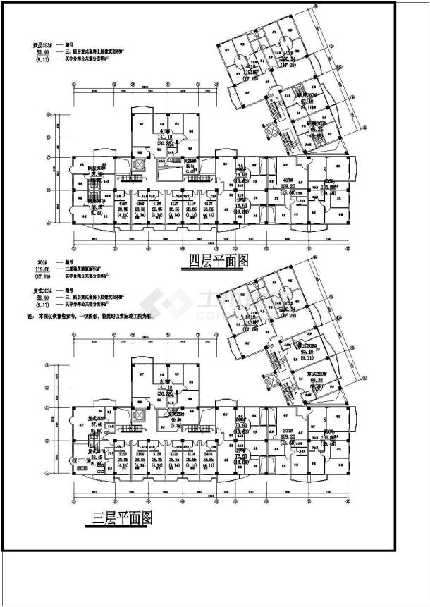 时代广场平面十层建筑设计cad施工图-图二