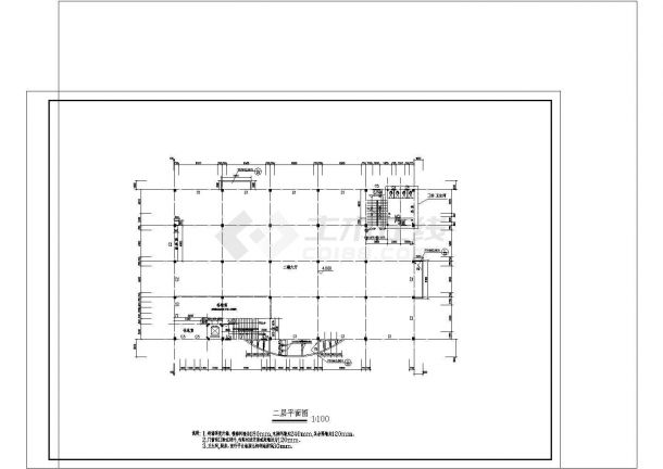 食堂建筑详细设计cad施工图纸-图二