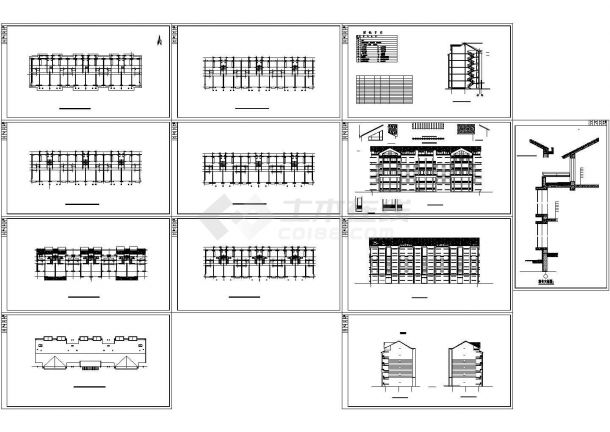 某五层带跃层框架结构住宅楼设计cad全套建筑施工图（标注详细）-图一