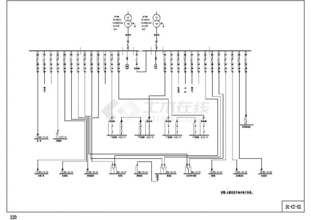 某标准新型小水电站电气厂用电接线电气设计原理CAD图纸-图二