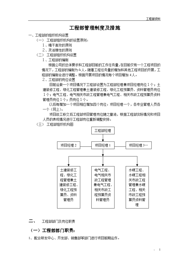 某市房地产公司工程部管理制度及措施设计组织方案-图一