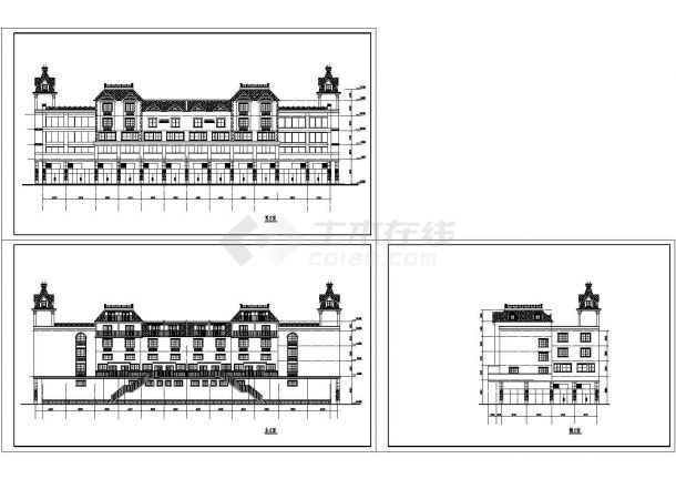 某多层框架结构商住楼设计cad建筑立面方案图（甲级院设计）-图二