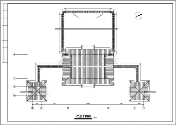 某景区景观大门设计平面图-图一