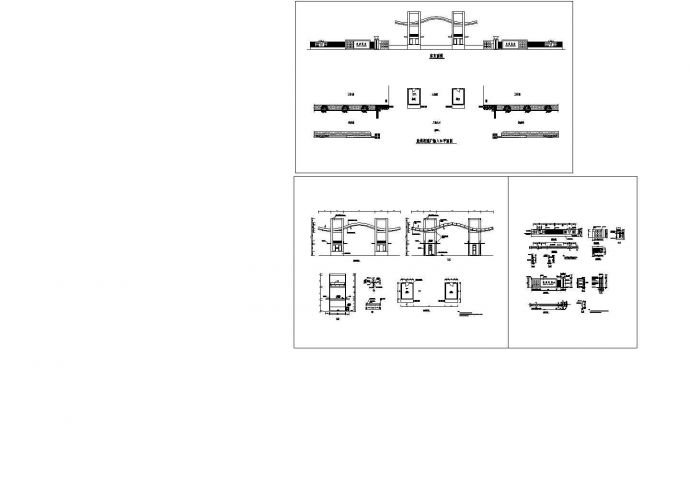 某高层住宅小区大门口建筑cad设计全套施工图纸（标注详细）_图1