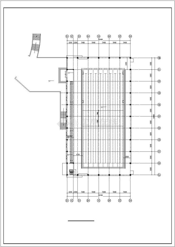 长60米 宽49.42米 -1+2层3819平米游泳馆建筑设计图【各层平面 4立2剖 （无屋顶平面）】-图二