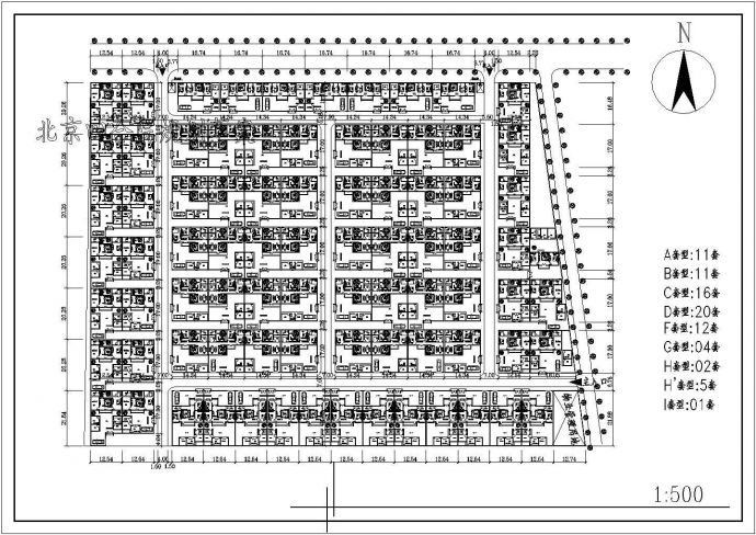 某大型四合院住宅项目规划设计cad总平面施工图（甲级院设计）_图1