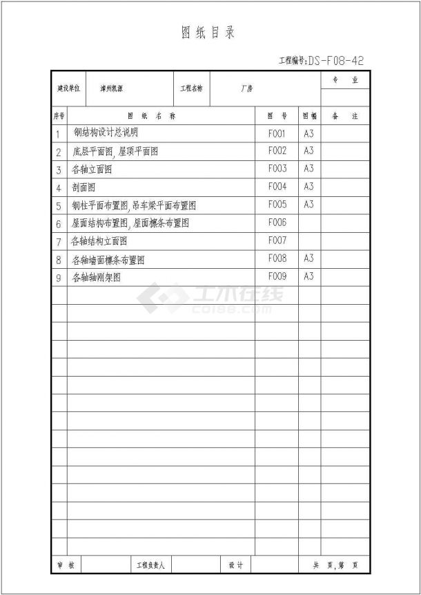 漳州凯源某业有限公司厂房结构设计CAD图纸-图一