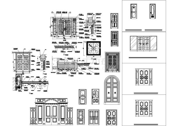 豪华别墅门大样cad立面装修设计施工图-图一