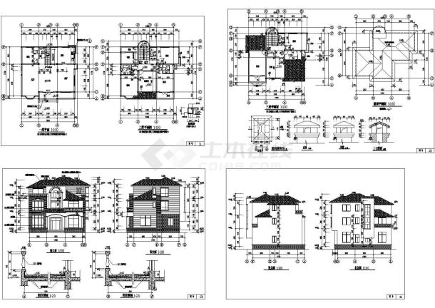 某三层砖混结构新农村小型住宅别墅建筑设计cad全套施工图（甲级院设计）-图一
