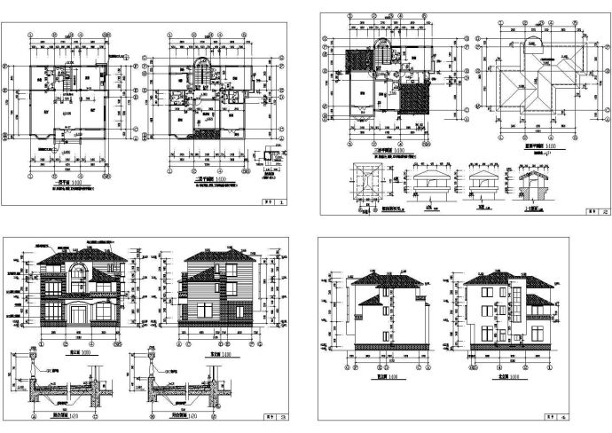 某三层砖混结构新农村小型住宅别墅建筑设计cad全套施工图（甲级院设计）_图1
