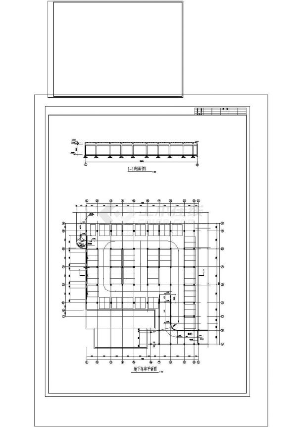 山西某综合小区地下车库施工设计CAD平立剖图（含设计说明）-图二