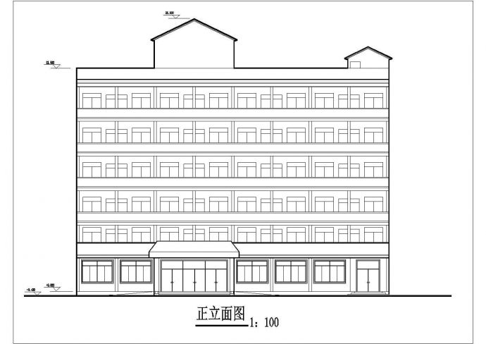 六层单位院内宾馆建筑CAD图_图1