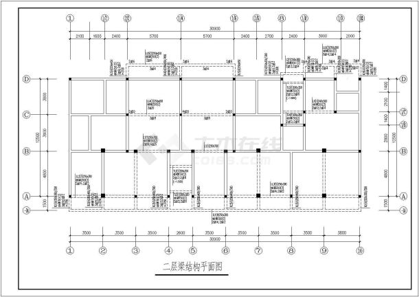 某6层框架商住楼建筑结构全套设计施工CAD图纸-图二