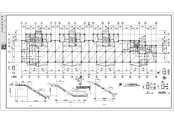 某六层框架住宅楼建筑结构全套设计施工CAD图纸-图二