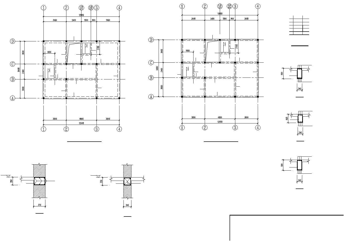 某三层砌体农村住宅楼建筑结构设计施工CAD图纸